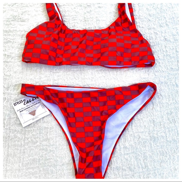 🎉HP NWT Sexy & Sporty Checkered Scoop 2Pc Bikini - Picture 2 of 13